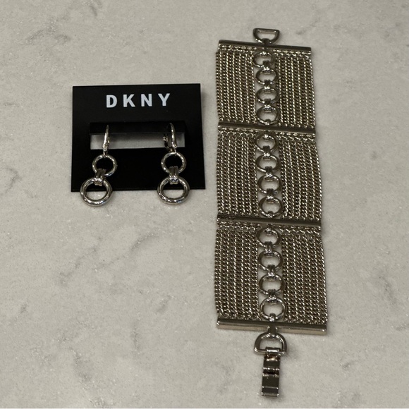 DKNY Silver‎ Chain Bracelet and Hoop Earrings - Picture 1 of 3